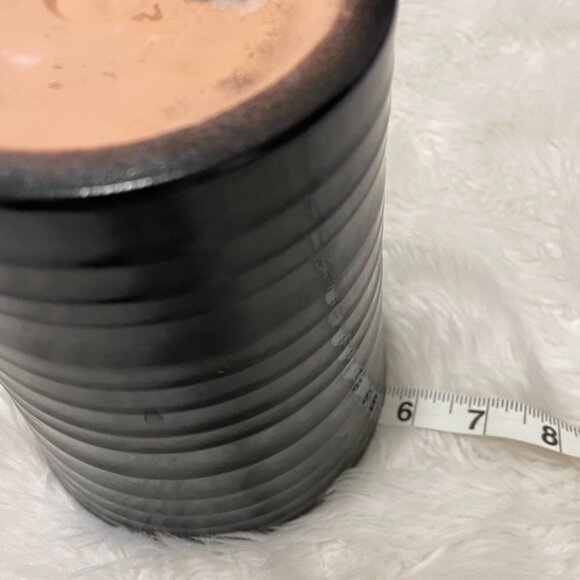 6.5 inch black ceramic planter pot textured horizontal pattern - Picture 6 of 9